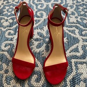 Jessica Simpson Velvet Open Toe Heel 7